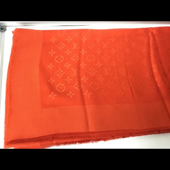 SOLD-100% Auth Louis Vuitton Silk Wool Shawl Scarf - Picture 7 of 8